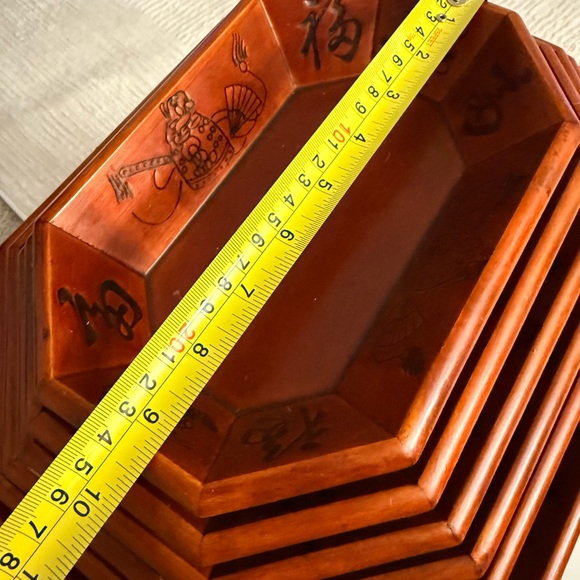 Hexagonal Wooden Stackable serving Trays - Picture 5 of 5